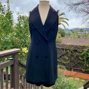Vintage 90s LAUNDRY BY SHELLI SEGAL Black DoubleBreasted Sleeveless Tuxedo Dress